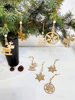 Christbaumschmuck Holzanhänger-Set